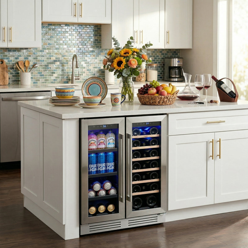 Yeego 24'' Dual Zone Wine & Beverage Refrigerator 20 Bottle &60 Can Wine Cooler