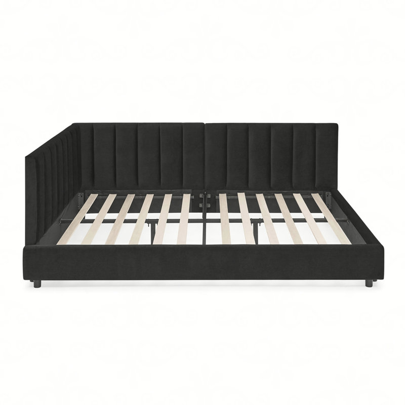 Full Upholstered Tufted Bed Frame, Sofa Bed Frame with Comfortable Backrest and Armrests, Full Size Bed for Bedroom, Living Room,Velvet