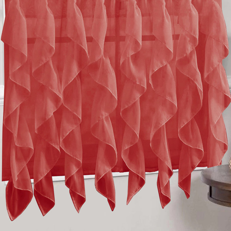 Fulda Semi Sheer Curtain Single Panel, Burgundy, 50" W x 108" L