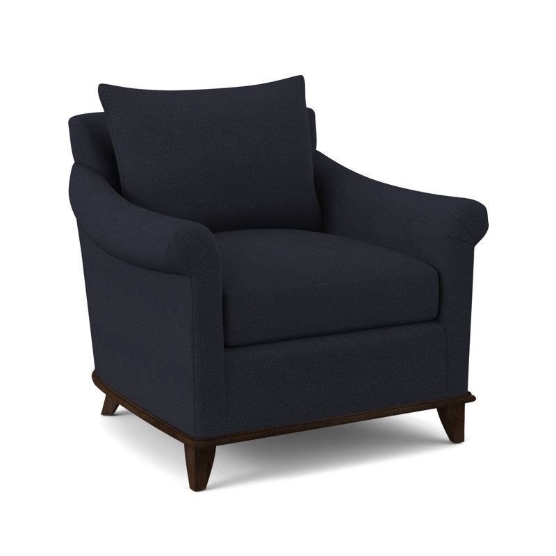 Drake Upholstered Armchair, American Walnut, Venice Navy