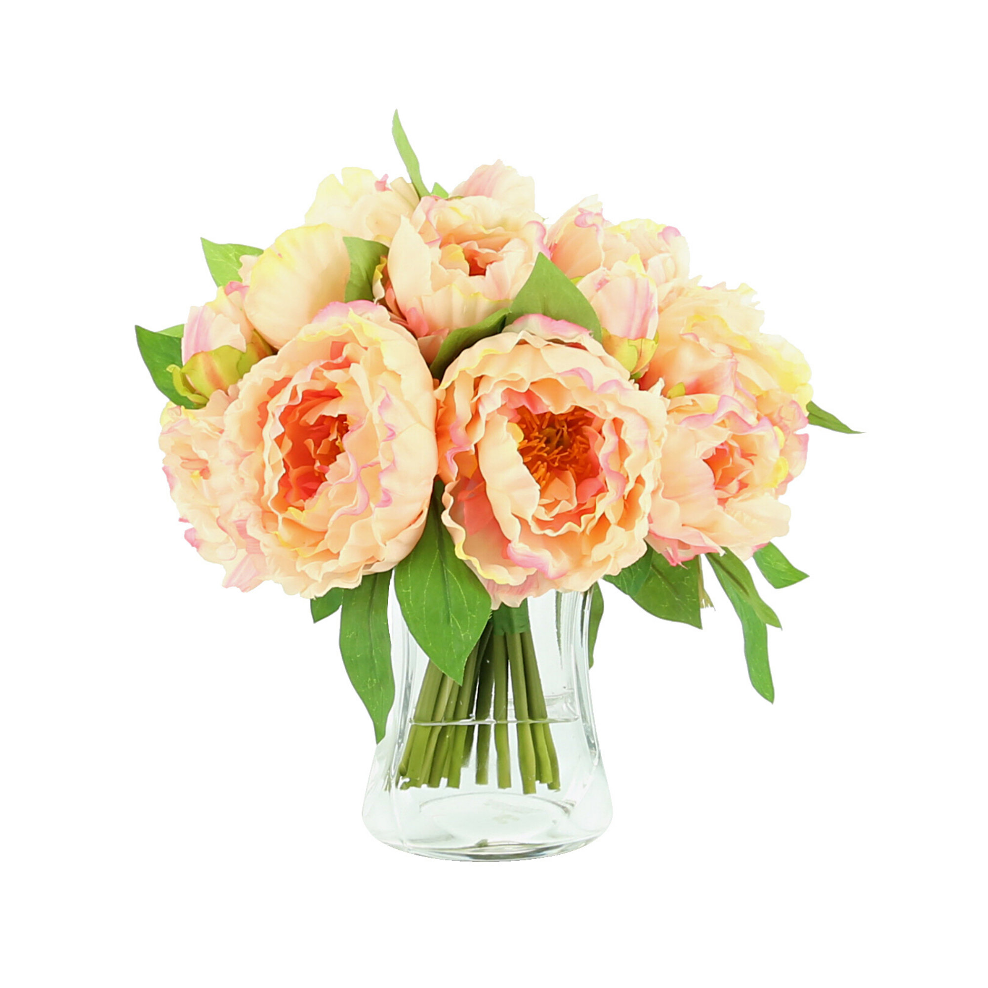 Primrue Polysilk Peony Arrangement in Vase | Wayfair