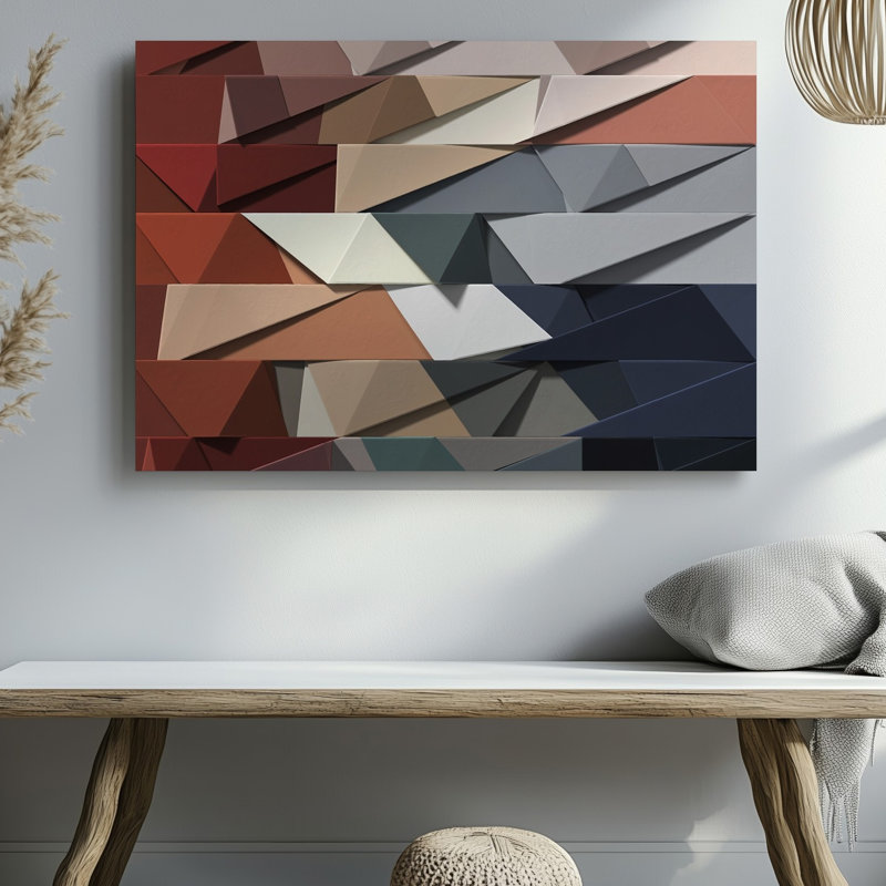 "Toile", créant un motif géométrique abstrait mettant en vedette un arrangement dynamique de formes murales triangulaires dans une couleur harmonieuse