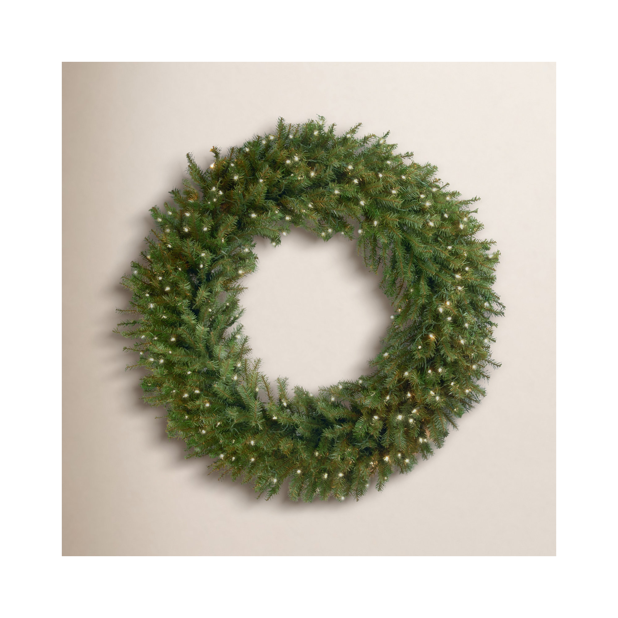 The Holiday Aisle® Norwood Fir Wreath with Lights, Pre Lit-LED, 48"
