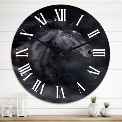 Portrait d'un étalon noir I - Horloge murale traditionnelle