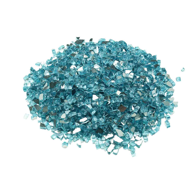 Roches de foyer en verre 10 po pour foyer d'extérieur 10 lb, H 3,82 po x l 10,94 po x P 9,09 po, Bleu aqua