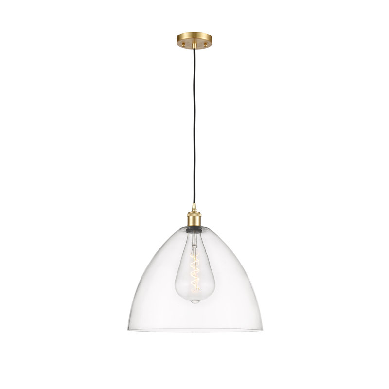 Haruka 1 - Light Single Pendant, Clear, 18.75" H x 16" W x 16" D, Satin Gold