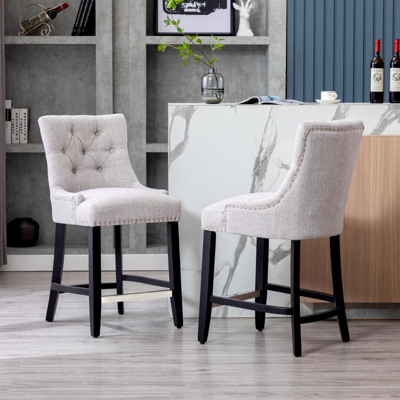 Tabouret Wren, Gris clair, Noir, Tabouret de bar (siège d'une hauteur de 29 po)