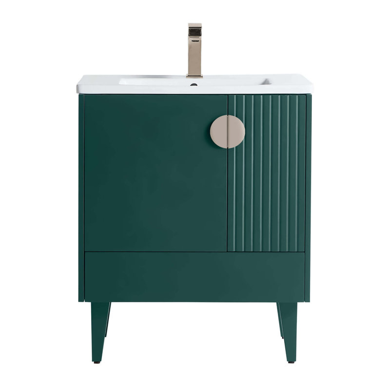 Ensemble de meuble-lavabo simple 30 po Saimah, Vert, Nickel satiné
