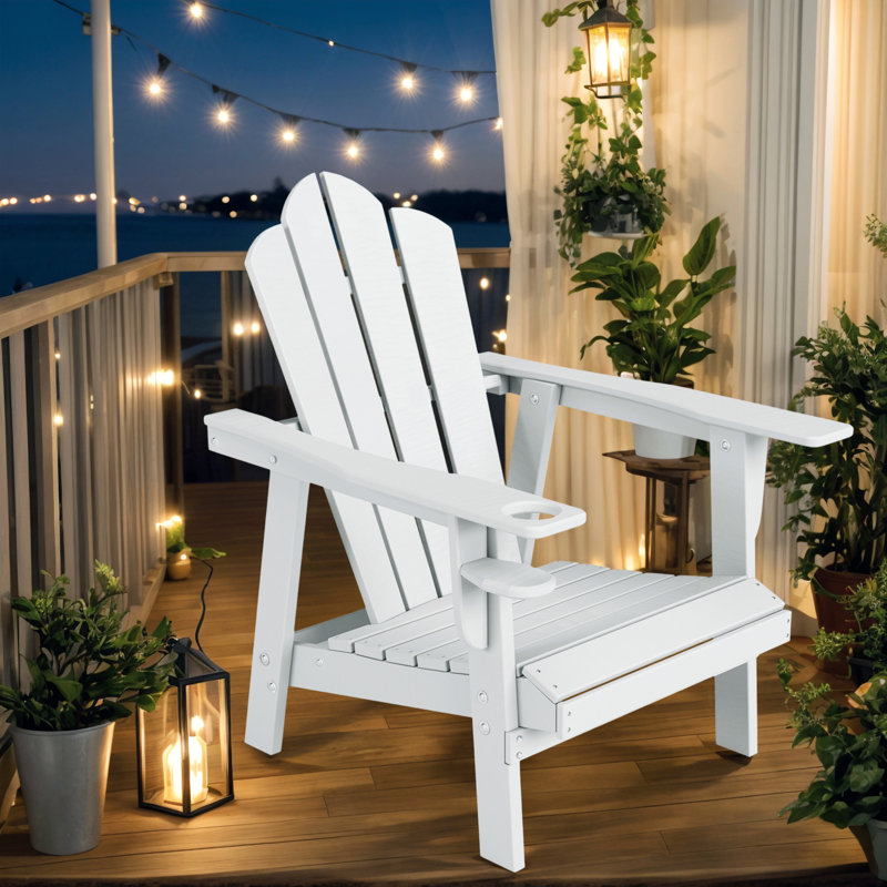 Chaise Adirondack en plastique PEHD résistant aux intempéries Devito, Blanc