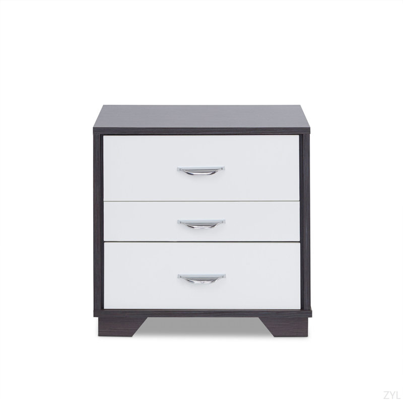 Table d'appoint blanche et noire, Brun foncé / blanc
