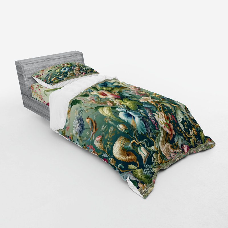 Polyester Floral Duvet Cover, Twin Duvet Cover + 2 Additional Pieces