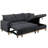 Dark Gray Fabric Sectional With Storage Chaise, Pull-Out Sleeper & 21" Seat Woven Pull-Out Back Height