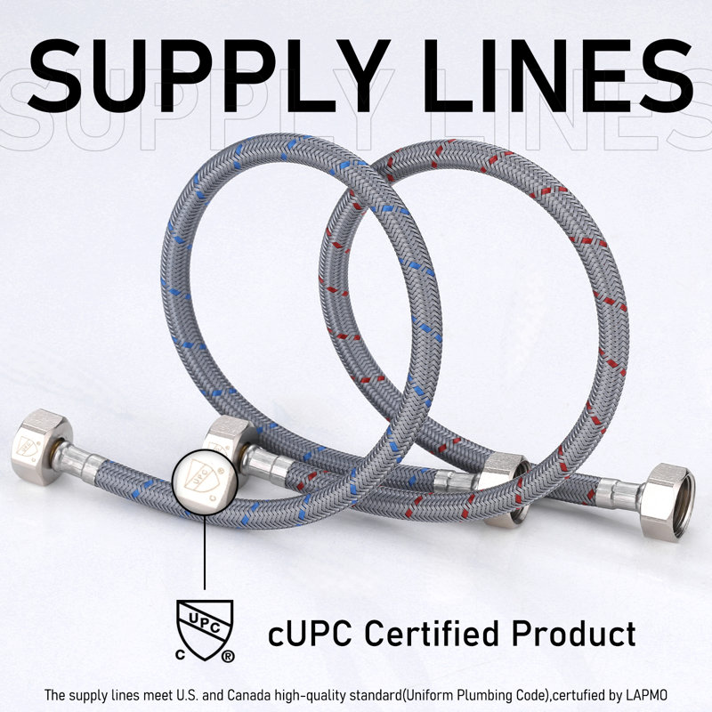 1/2 po Compression X 1/2 po Compression X 36 po Conduite d'alimentation en nylon tressé en acier inoxydable (paquet de 2)