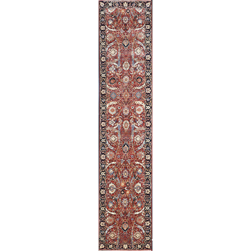Hand Knotted Wool Oriental Area Rug, Runner 2'6" x 14'