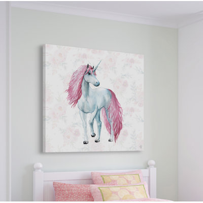 Pattonsburg Feminine Unicorn Print on Wrapped Canvas
