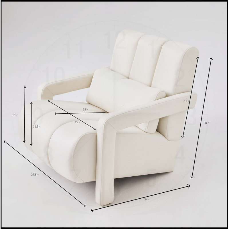 Fauteuil d'appoint rembourré moderne et confortable avec tissu en lin doux et coussin pour le salon et la chambre à coucher