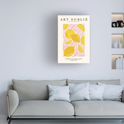 Art sur toile, feuilles roses et citrons à la bolognaise Incado