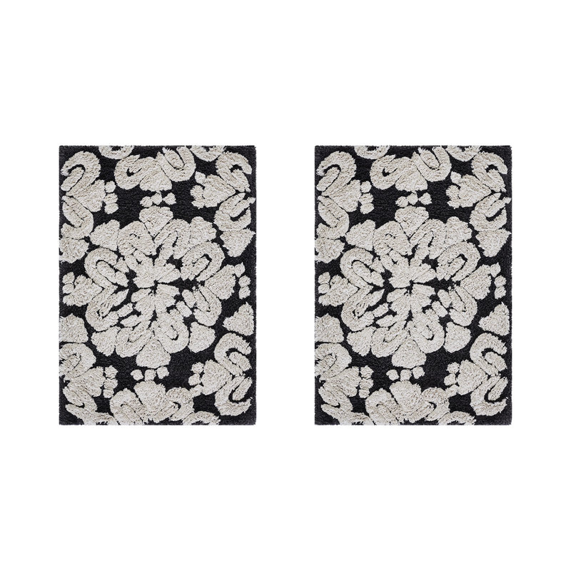 Chemash Premium 100% Cotton 1885 GSM 2-Piece Bath Rug Set, OEKO-TEX® Certified, Non-Slip Spray Latex Backing, Plush Tufted Bath Mats for Sink, Vanity & Powder Room, Super Absorbent, Machine Washable, Charcoal