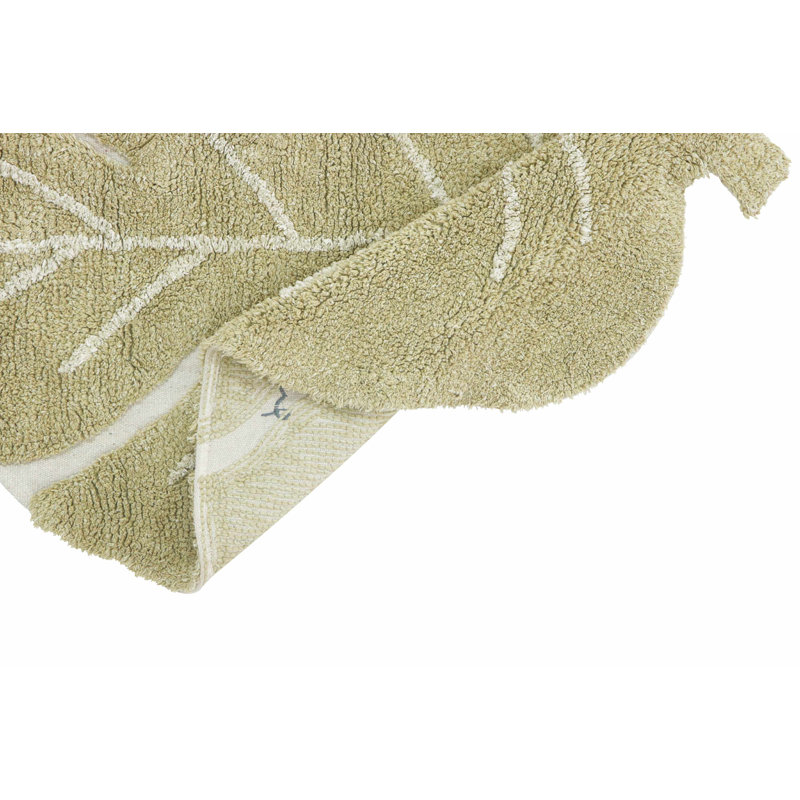 Handmade Olive Cotton Monstera Leaf Washable Rug 2' 5" x 3' 3"
