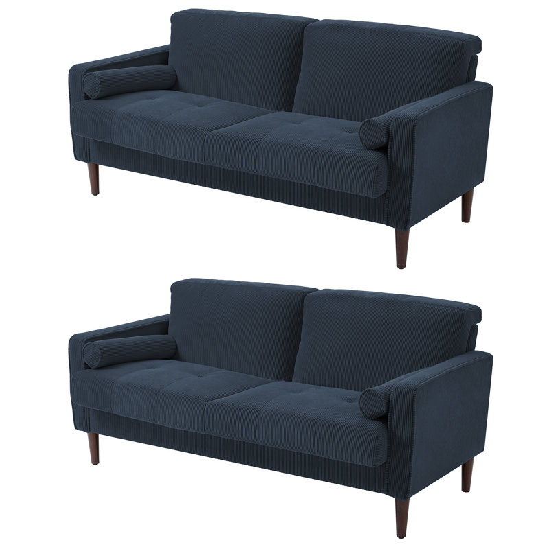 Carmelinda 157Cm Square Arms Sofa, Navy Blue