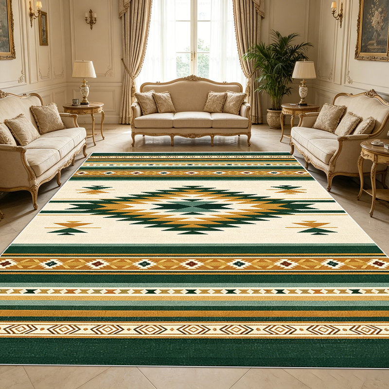1PC Southwestern Aztec Geometric Striped area rugs for Living Room, Soft and Comfortable, easy-to-maintain, machine washable Indoor floor mat, Under Table Farmhouse suitable for Dining Room, Bedroom, Entryway, Kitchen, Patio.