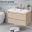 Meuble-lavabo suspendu de 61 cm (24 po), armoire cannelée avec 2 tiroirs à fermeture amortie, lavabo en céramique blanche, robinetterie à 3 trous de 10 cm (4 po)