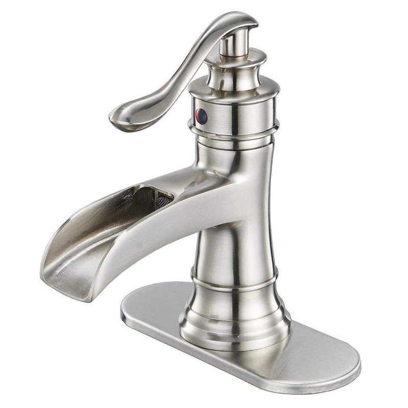 Robinet de salle de bain monocommande à fixation sur le comptoir, Nickel brossé
