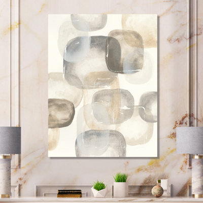 Neutral Oval Grey Stones II - Wrapped Canvas Painting Print