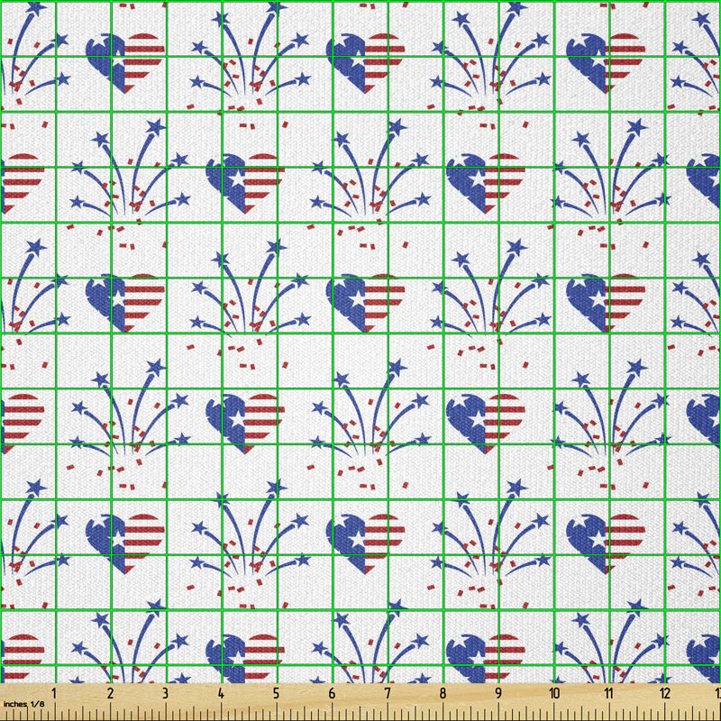 Devincenzo Rockets and Hearts Celebration Freedom of the United States Flag Multi-Purpose Fabric
