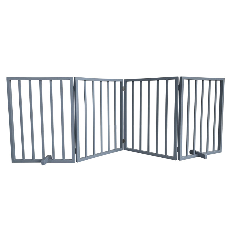 Barrière pour animaux autoportante en bois, gris
