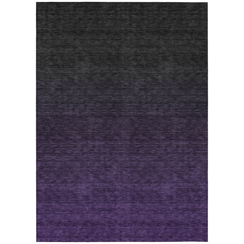 Tapis d'extérieur lavable abstrait 10 pi x 14 pi mauve aubergine