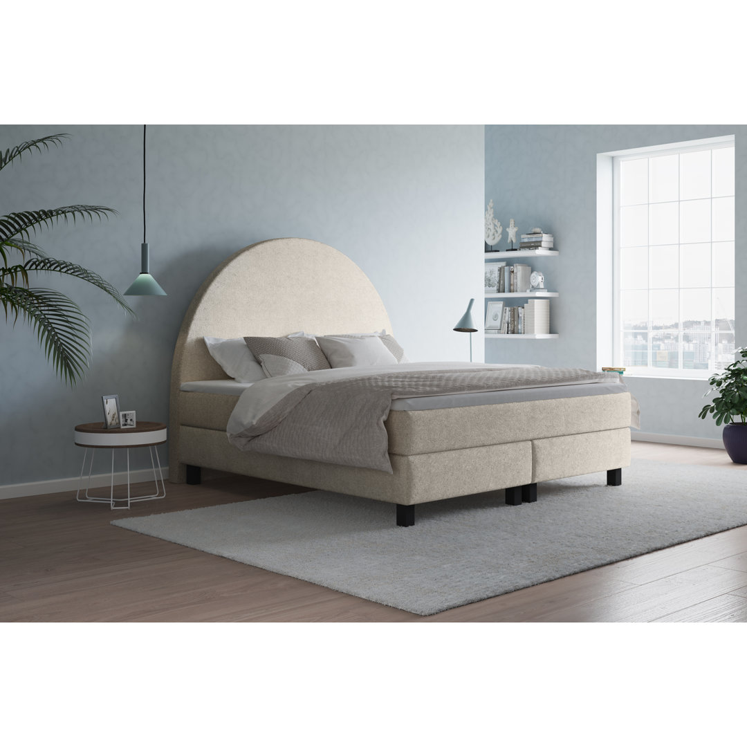 Boxspringbett Ladonda mit Kaltschaum Topper, mit Bouclé Stoff bezogen