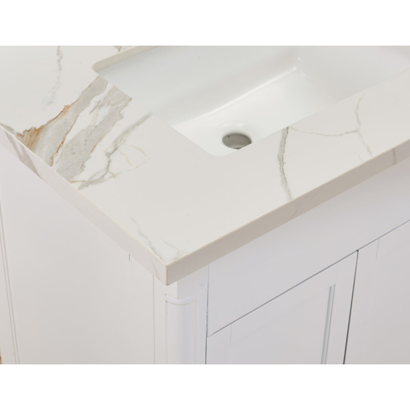 Eivissa 73'' Calacatta White Composite Double Vanity Top with Sinks