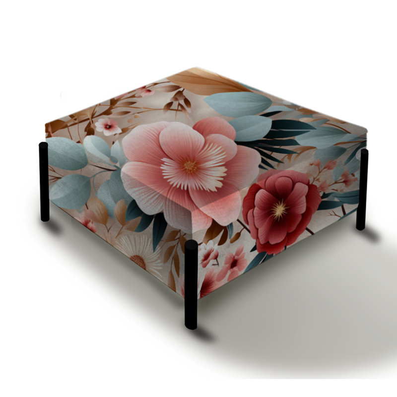 Pastel Bohemian Bliss Floral Pattern - Floral Large Square Ottoman