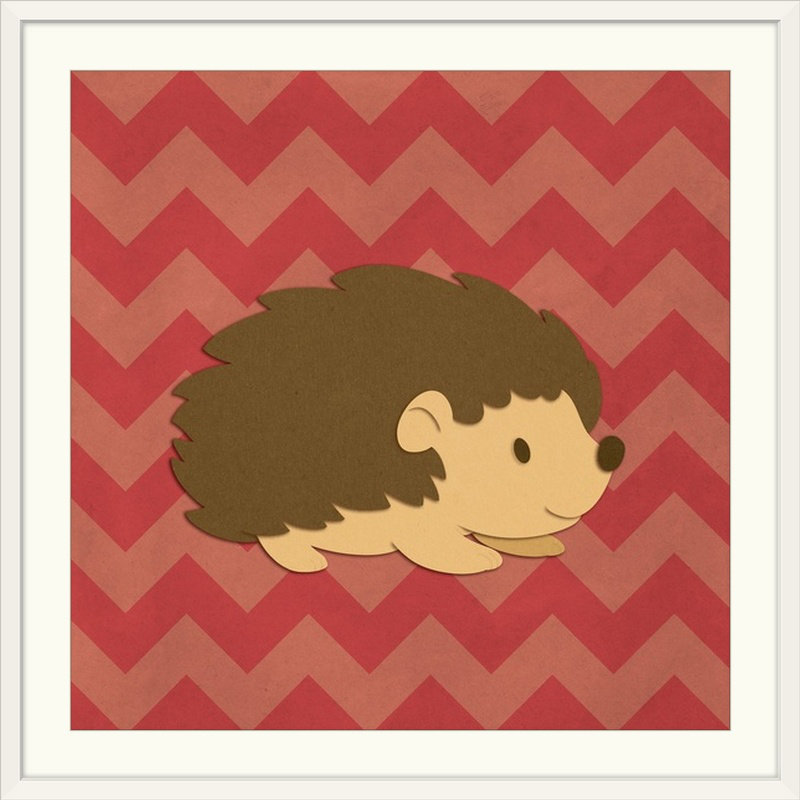 « hedgehog-superficies creatures », impression, Cadre blanc, H 38 po x l 38 po x P 1 po