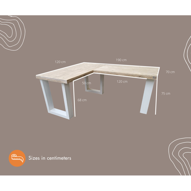 Mauldin L-Shaped Writing Desk, 75cm H x 190cm W x 120cm D