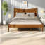 Lits robustes de taille King, cadre de lit en bois massif, style classique moderne pour la maison-645141636