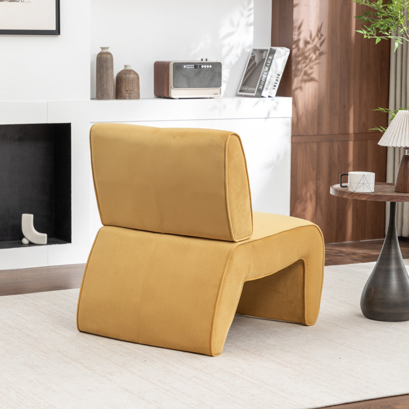 Fauteuil d'appoint en velours Angel, Jaune