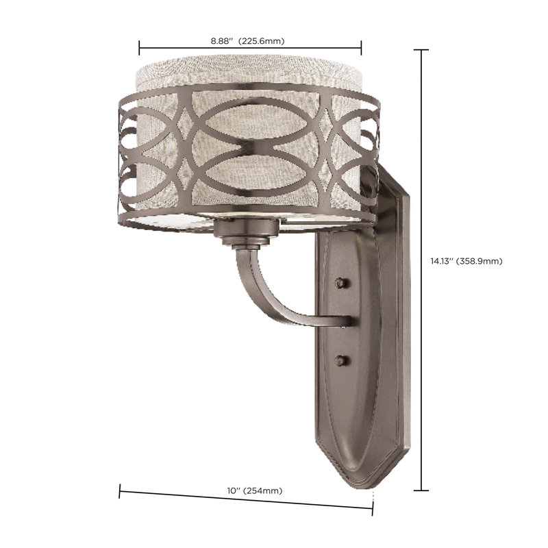 Washington Mews Dimmable Bath Sconce, Hazel Bronze / Khaki Fabric