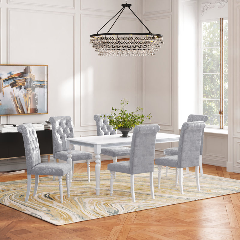 Maeda 6 - Person Four Leg Dining Set, White