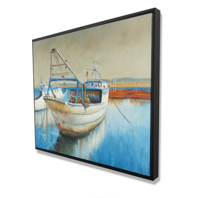 Toile de mer avec bateau de pêche | Reproduction d'art pour la maison