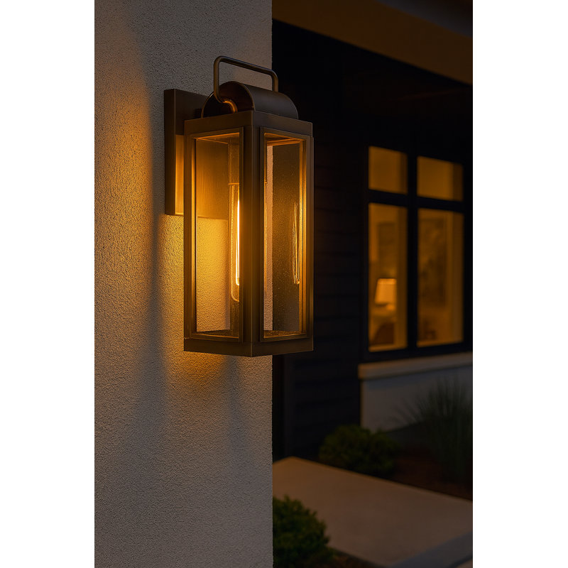 Sag Harbor Single Light Outdoor Wall Mount Lantern - Bulb Included, 16.25" H x 5.5" W x 7.5" D, Burnished Bronze