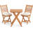 3-Piece Acacia Wood Folding Outdoor Bistro Set with Removable Seat Cushions