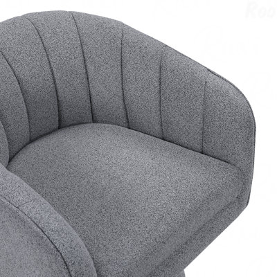 Chaise d'appoint, fonction pivotante de style moderne, boucle grise foncée revêtue de tissu d'ameublement en bois massif, coussin de siège en mousse et meubles de style unique pour les patios extérieurs