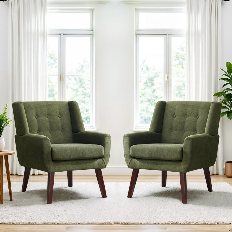 Upholstered Armchair, Green