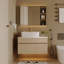 Meuble-lavabo 31,5 po avec lavabo vasque, plateau en bois massif, armoire de rangement murale en céramique