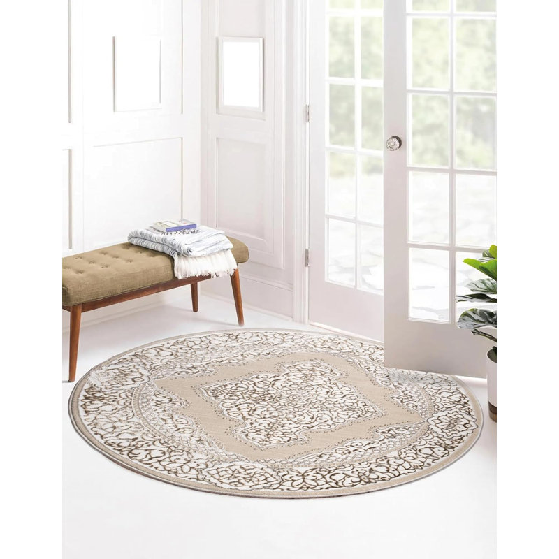 Carenda Floral Area Rug, Round 120cm