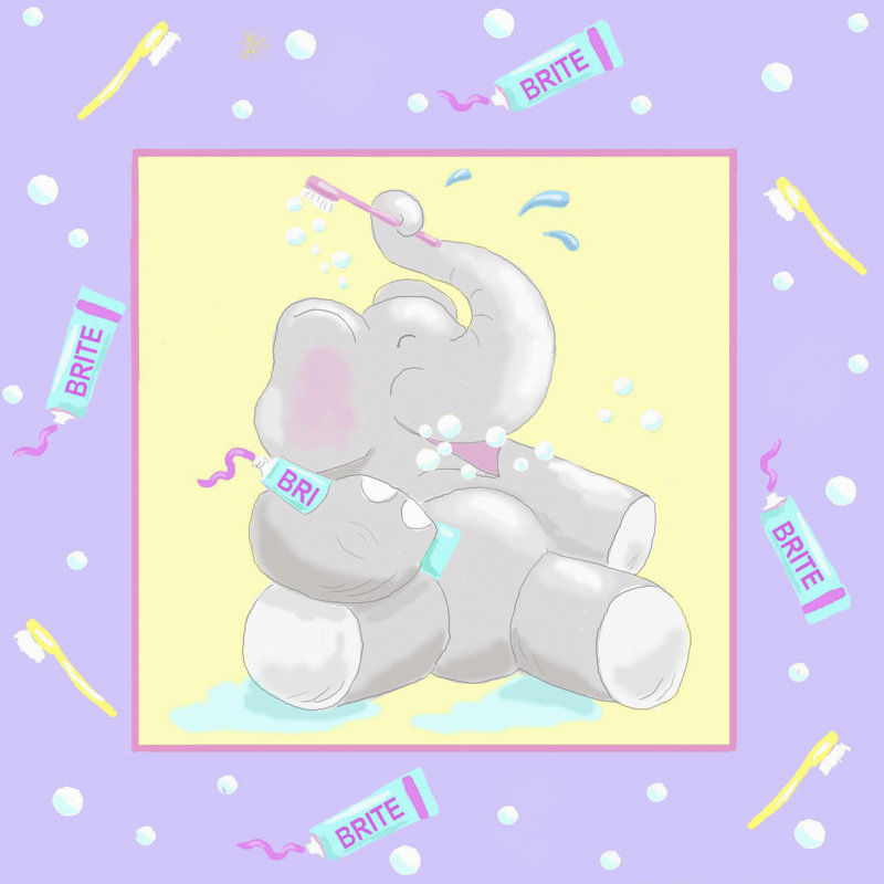 Baby Elephant Bath I by Jade Reynolds - Wrapped Canvas Painting, 30cm H x 30cm W