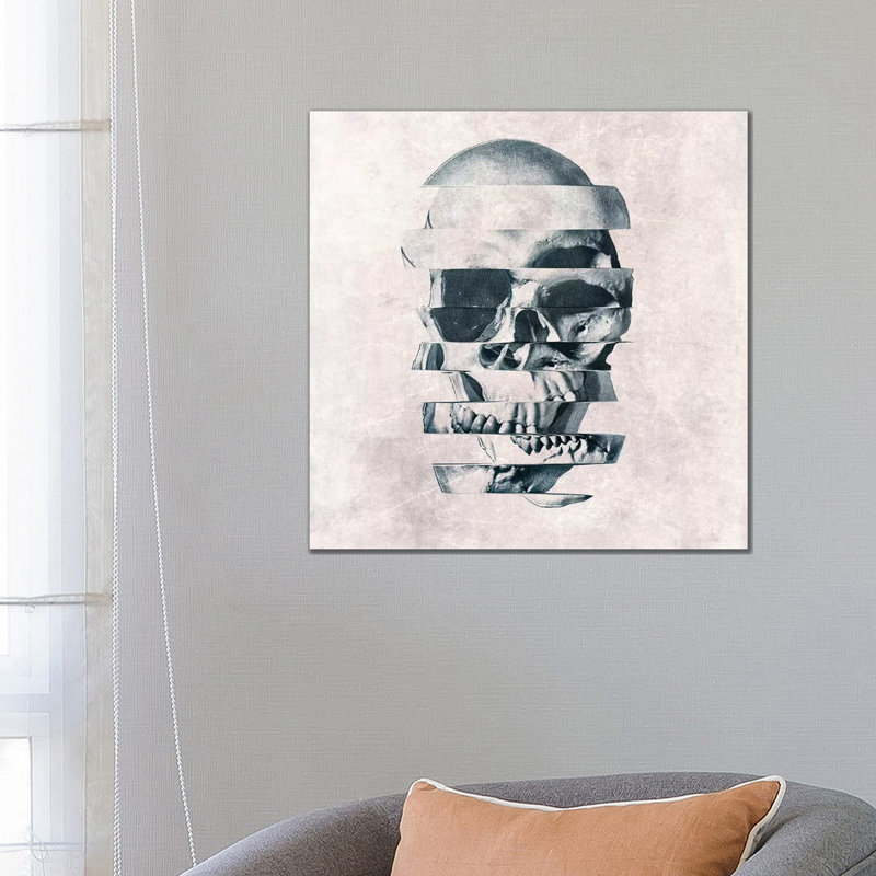 Glitch Skull Mono by Ali Gulec - Wrapped Canvas Gallery-Wrapped Canvas Giclée, 66.04 cm H x 66.04 cm W x 3.175 cm D