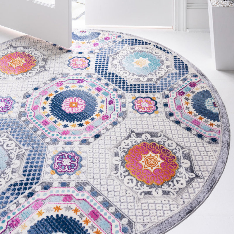 Floral Indoor Rug, Round 5'1"